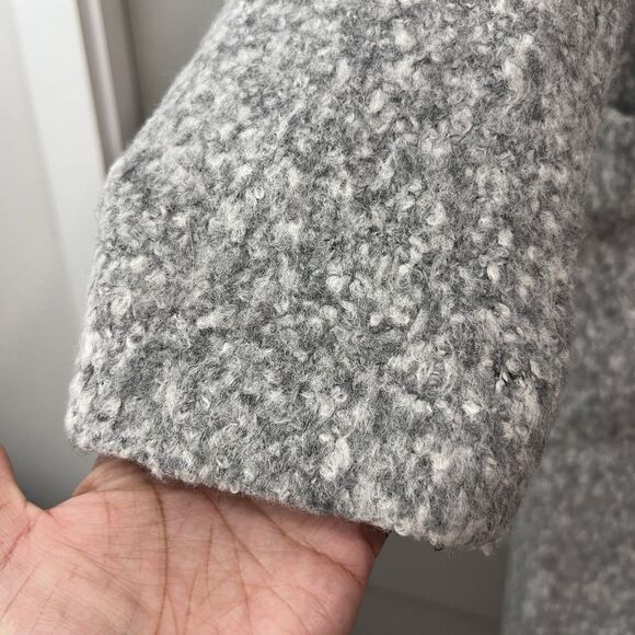 ZAC Posen Bouclé Wool Blend Coat Women Gray Size 10 Longline Textured Jacket - Picture 7 of 16